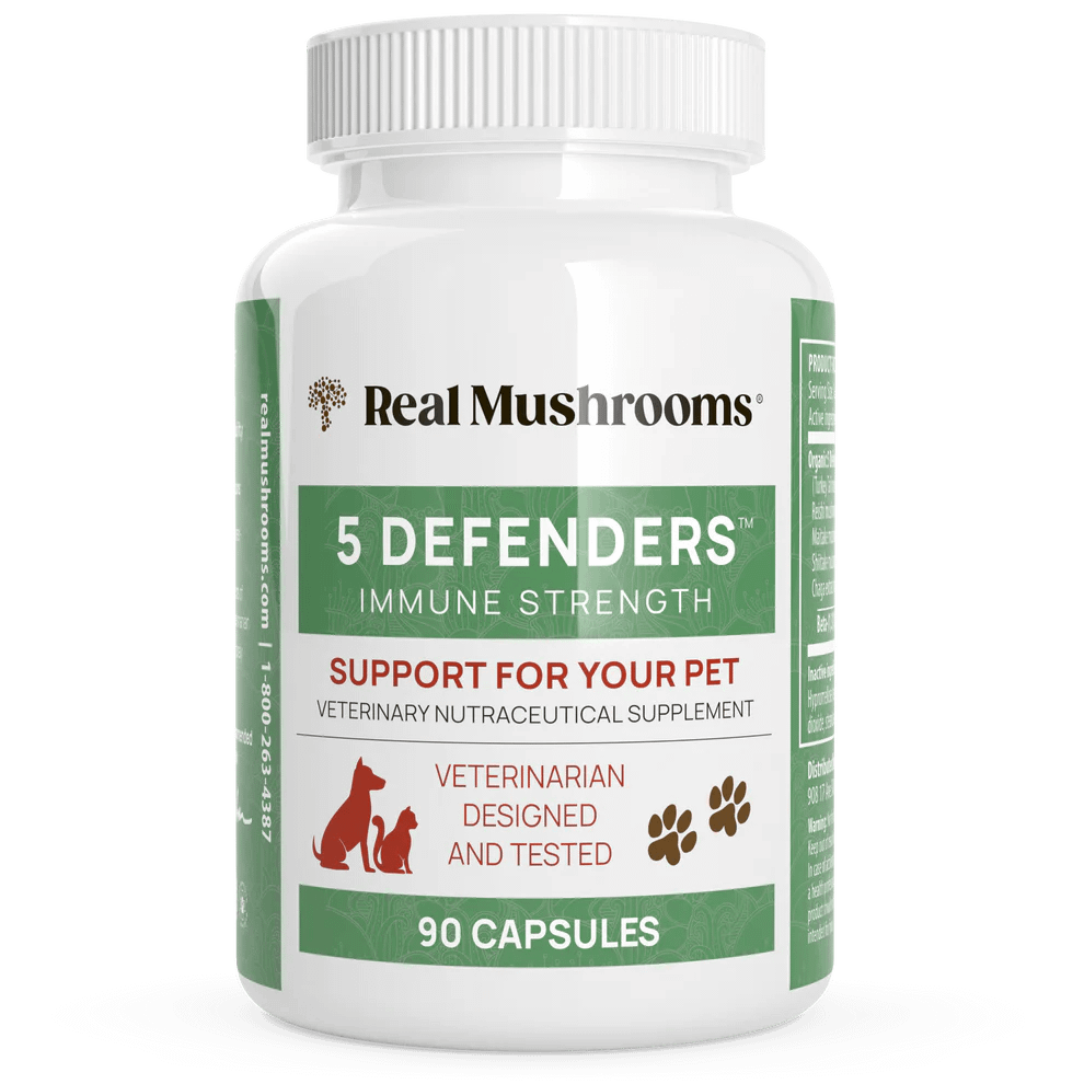 5 Defenders Organic Mushroom Blend Capsules for Pets